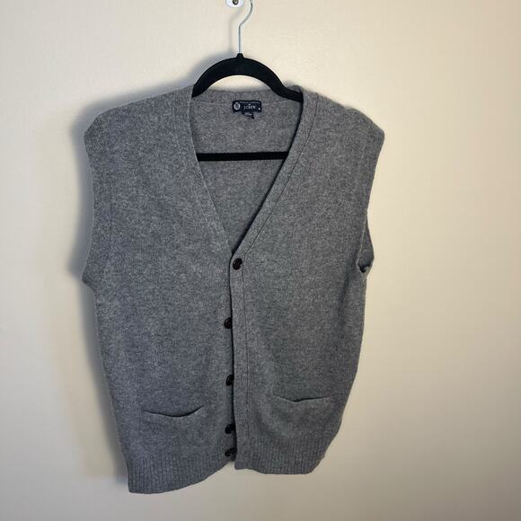 J. Crew Men's Lambswool Button Knit Sweater Vest Medium Gray Preppy - Picture 3 of 9